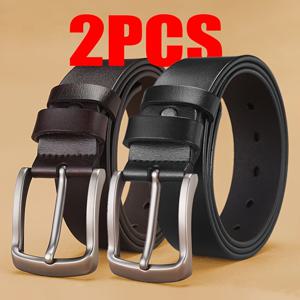 TEMU 2팩 CKIRUV 남성용 합금 사각 버클 벨트 - 레트로 PU 가죽 클래식 캐주얼 벨트, 청바지 및 스포츠 이벤트 선물 (블랙)
