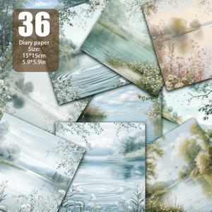 TEMU 호수 봄 패턴 스크랩북지, 핸드메이드 종이, 메모리얼 앨범 소재, 쓰레기 다이어리 배경 장식용, 레트로 다이어리 배경 카드 매트, 핸드메이드 인사말카드 제작 등 다양한 용도 - 5.9 * 5.9인치 36매