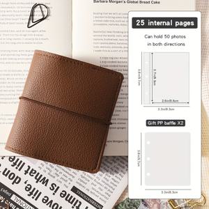 TEMU 미니 가죽 포켓 사진 앨범, 25페이지의 50페이지 미니 앨범, 3링크 투명 사진 카드 바인더, 아이돌 사진, 유명인 사진, 커플 사진을 위한 휴대용 저장 컬렉션, 3인치 사진 책, 고품질의 여백 앨범|포카바인더