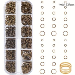 TEMU 921/1681개 1박스 오픈 점프 링 커넥터 4mm 5mm 6mm 7mm 8mm 10mm 귀걸이 팔찌 목걸이 DIY 공예용 골드 골든 앤틱 브론즈 블랙 레드 화이트 믹스