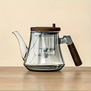 TEMU 1개 25.7온스 월넛 손잡이 붕규산 유리 찻잔, 원버튼 자동 분배, 내열 두꺼운 차 분리 컵, 재사용 가능, 손세척 전용, 주방, 사무실, 야외, 파티, 캠핑에 적합, 어버이날 선물로 이상적