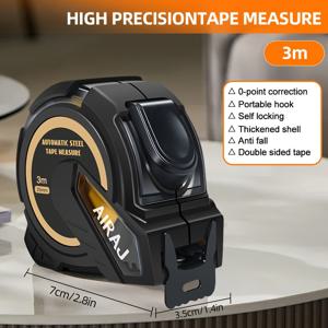TEMU 에이라지 /5m/7.5m/10m 산업용 스틸 줄자 - 이중 미터법/인치법, 자동 잠금식, 정밀도, 낙하 방지, 내구성 강화, 쉬운 눈금 표시, 전문가용, 작업장 장비, 인체공학적 디자인, 고정밀 건설 공구|줄자