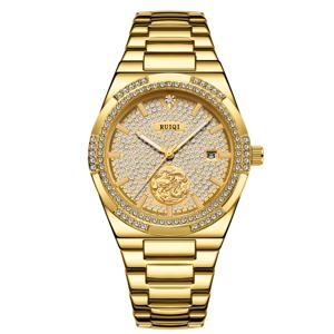 TEMU 여성 풀 스타 라인스톤 자동 기계식 시계 | 드래곤 패턴 조절 가능 스테인리스 스틸 스트랩, 우아한 라운드 합금 케이스, 야광 디스플레이, Non, 이상적인 선물 선택