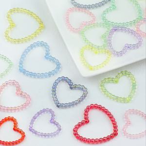 TEMU 35/40/50mm 혼합 색상 양파リング 하트 모양 아크릴 비즈 DIY 보석, 키체인, 비즈, 펜, 액세서리에 적합합니다.
