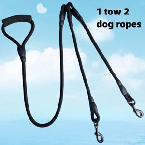 TEMU 1개 조절 가능한 3-in-1 듀얼 강아지 리드 - 두 마리 동반 산책, 훈련 및 야외 활동에 완벽한 소프트 패딩 핸들 포함, 레드/블랙/블루 색상 선택 가능