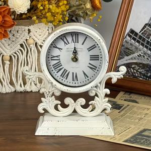 TEMU 빈티지 골든/블랙 벽시계, 조용한 비틱 배터리 구동 러스티 테이블탑 시계, 거실 장식에 적합