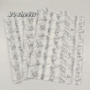 TEMU 20/60장 QOQI 그레이 식물 꽃무늬 얇은 종이 - 20x14인치 처리된 크래프트지 선물 포장용, 방습 의류 및 와인병 보호, 생일, 발렌타인데이, 크리스마스 장식용 포장지, 화려한 디자인의 선물 상자 라이너, 고급스러운 패키징, 내구성 있는 재료, DIY 데코레이터