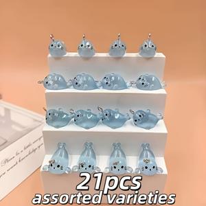 TEMU 21피스 미니 레진 발광 씰 펜던트, DIY 주얼리용 레진 펜던트, 팔찌, 목걸이, 귀걸이, 참 장식에 적합