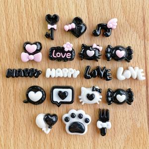 TEMU 18개 미니 펜던트 세트, 블랙 & 핑크 리본 레진, 헤어 클립 폰 케이스 액세서리 - 주얼리, 폰 케이스, 헤어 클립 및 귀걸이에 적합 - 공예 용품, 생일, 할로윈, 크리스마스, 새해, 휴일 아이템