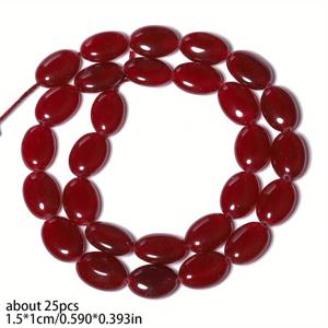 TEMU 10x15mm 다크 레드 오발 칼세도니 비즈 - 200개 로즈 스페이서 비즈 DIY 보석 만들기, 팔찌, 목걸이, 우아한 차밍 및 패션 비즈 액세서리, DIY 보석 만들기 용품, 폴리시드 마무리