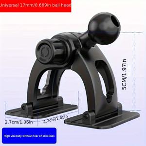 TEMU 17mm 볼 헤드 차량용 휴대폰 거치대 - 더블 아치 디자인, 고점도 ABS 조절 가능 대시보드 홀더, 모든 스마트폰에 안전한 그립, 자동차 호환성 (블랙), 핸즈프리 운전을 위한 슬림한 디자인, 내구성 있는 구조, 컴팩트한 설계, 로드 트립 필수품|그립톡|휴대폰거치대