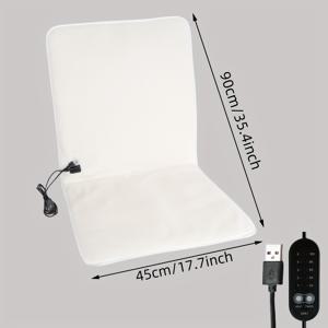 TEMU 열기 세트 쿠션, 사무실 의자 패드, 미끄럼 방지 바닥 열기 의자 매트, 5가지 온도 설정 및 5가지 타이머 옵션, USB 포트, 시트 커버, 가볍고 휴대 가능, 가정 및 사무실 사용에 적합, 화이트|타이머|좌식의자