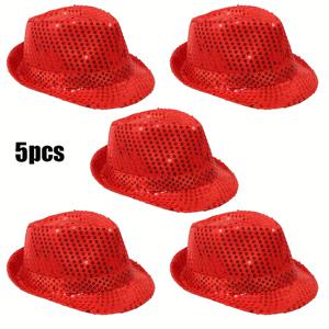 TEMU 반짝이는 시퀸 베레모 5개 세트 - 여성과 남성을 위한 빛나는 파티용, 가벼운 비신축 시퀸 디자인, 코스튬, 댄스 파티, 음악 페스티벌, 웨딩, 프롬에 적합 - 베레모 스타일