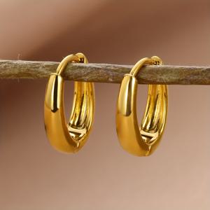 TEMU 탈모 및 알레르기 위험을 줄여주는 스테인리스 스틸 타원형 후프 귀걸이. 변색 방지, 편안함, 다용도, 우아하고 간편함을 제공합니다. 여성용 고품질 패션 액세서리이며, 일상복 및 파티에 모두 적합합니다.