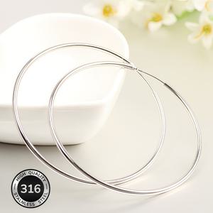 TEMU 여성용 대형 스테인리스 스틸 안티알러지 호프 귀걸이 - 힙합 & 스타일, 편안한 일상 및 파티 주얼리, 발렌타인데이 선물, 사계절 활용 가능한 액세서리, 폴리쉬드 마감, 모던 주얼리, 여성 패션