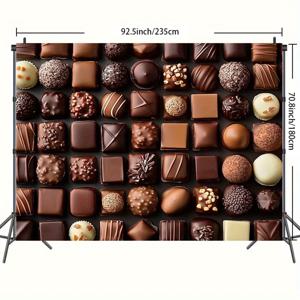 TEMU 1pc 초콜릿 공장 테마 생일 파티 배경 배너 - 추가 크기, 폴리에스터 소재, 실내 및 실외 축하, 가정 장식 및 사진 오퍼에 완벽, 생일, 기념일 및 더 많은 생일 파티 장식에 사용하기 쉽습니다.