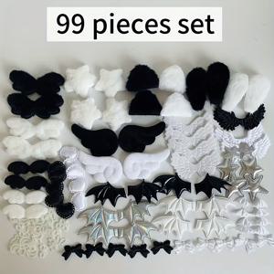 TEMU 99개 별과 리본 장식 세트 | 아크릴 날개 리본, 하트 모양 리본 공예, 인형 및 배지 장식용 반짝이는 별 세트