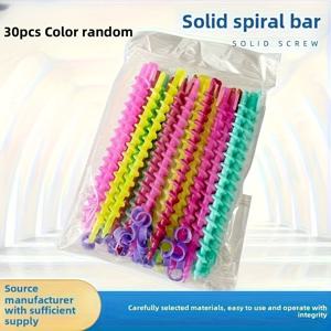 TEMU 30개입 혼합 색상 스파이럴 컬링 아이롱 | 생생한 핑크, 옐로우, 블루, 그린 색상의 트렌디한 웨이브 및 컬 | 살롱 퀄리티 헤어 롤러 | 재미있는 헤어 추가 | 강력한 헤어 홀드