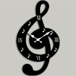 TEMU 크리에이티브 홀아웃 벽시계, 음표 디자인, 불규칙 컷 음악 테마 시계, 무소음 쿼츠 기계. 침실, 거실, 사무실, 주방 및 욕실에 적합. 배터리 구동 (배터리 별도)|시계|벽시계|벽시계