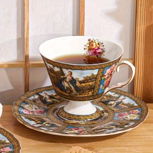 TEMU 가정용 세라믹 커피 컵 및 접시 세트. 주방, 식당, 거실에 적합합니다. 선물용으로 완벽하며 물, 차, 커피, 우유, 과일 주스를 마시기에 사용할 수 있습니다. 결혼식, 파티에 이상적입니다.