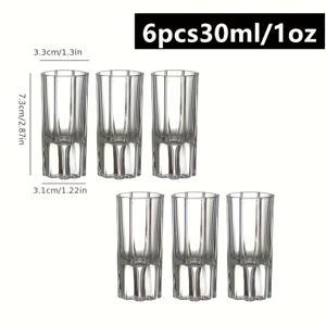 TEMU 6개입 30ml 불릿 글라스 | 화이트 와인, 위스키, 칵테일, 홈 스피릿, 두꺼운 바닥 브랜디, 바 및 레스토랑 맥주 및 차, 물컵에 적합, 재사용 가능, 미끄럼 방지, 세탁기 사용 가능