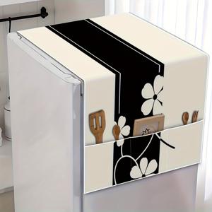 TEMU 1개 모던 장식 냉장고 커버, 심플한 플로럴 디자인과 장식 테두리, 홈 및 주방용. 전자레인지 커버, 냉장고 커버, 세탁기 커버, 장식용 수납, 재미있는 주방 데코, 세탁 가능한 가전 커버|냉장고
