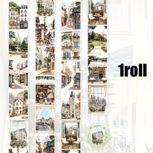 TEMU 200cm의 시원한 도시 풍경 디자인이 있는 종이 테이프 - 저널, 콜라주, 장식 프로젝트에 이상적, 창의적인 저널링 소재, 다이어리 장식, 컵케이크 장식, 다이어리 장식 테이프|시원한 테이프|창의적인 크래프팅 테이프