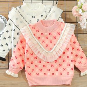 TEMU 여아용 기모 스웨터 투피스 세트, 가을/겨울에 적합