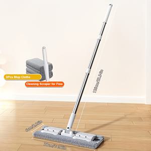 TEMU 이 플랫 밀대는 클램프 디자인으로 단단한 나무 바닥 청소를 지원하며, 재사용 가능한 밀대 패드 2개와 청소 스크레이퍼가 함께 제공됩니다. 나무, 라미네이트, 타일 및 세라믹 표면에 적합하며, 습식 및 건식 청소 모두에 사용할 수 있습니다.|물걸레청소기