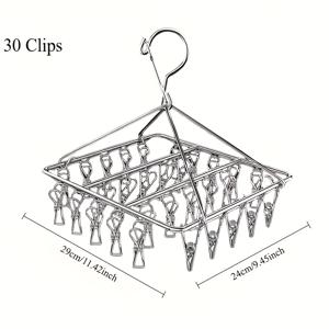 TEMU 튼튼한 스테인리스 스틸 행잉 정리대 (/40개 풍속 저항 클립 포함) - 양말, 속옷, 연말 연시 양말 건조에 적합. 공간 절약형 옷걸이 및 건조 솔루션으로 가정 및 기숙사 사용에 완벽하며, 건조대 역할도 함.|빨래건조대