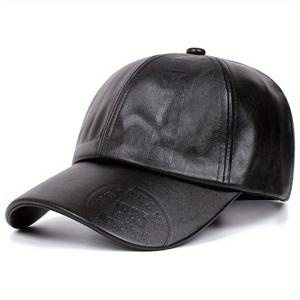 TEMU 남성용 가죽 베이스볼 캡, 브루클린 1985 뉴욕 스타일, 가을 겨울용 조절 가능한 빈티지 모자