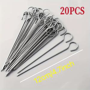 TEMU 12cm 길이, 20/30개입 스테인리스 스틸 바베큐 꼬치, 안전한 고기 걸이 및 오븐 사용 가능. 야외 고기 꼬치에 적합, 균일한 조리 보장. 그릴링, 베이킹, 튀김 및 그릴 후크 고정에 이상적. 고품질 제작, 홈 셰프를 위한 디자인