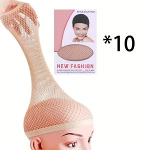 TEMU 10개입 가발 헤어넷 - 통기성 레이스 프론트 고신축 메쉬 캡, 탈착식 & 편안한 착용감, 긴 머리 가발용, 스타일리시 블랙 & 화이트 디자인, 일상 및 특별한 날에 완벽, 슬릭 헤드기어, 안전한 고정 캡