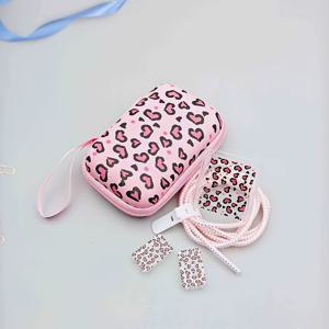 TEMU 6피스 세트 1 EVA 프린트 가방 + 5개 데이터 케이블 충전 헤드 보호 세트 - Apple 20W 충전기, 귀여운 하트 모양, 3가지 색상 옵션, 내구성 좋은 여행용 액세서리 박스, 충전 케이블 파손 및 노화 방지