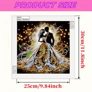 TEMU 1개 글리터 아크릴 페인팅 키트, 5D DIY 결혼하는 행복한 커플 컬러풀 패턴 독특한 스타일 아트 세트 - 침실, 카페 & 거실 장식에 완벽, 가족과 친구를 위한 이상적인 선물 - 크리스마스, 추수감사절, 발렌타인데이, 기념일, 생일, 아버지의 날 수제 공예 - 다용도 홈 - 30*30cm/11.8*11.8 인치 - 액자 없음