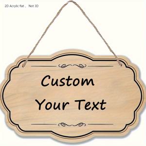 TEMU 2D 플랫 - [2D 플랫] 맞춤형 빈티지 스타일 나무 간판 (2D 플랫 디자인) – 벽걸이형, 침실 및 욕실용 소박한 장식, 간편한 걸이용 트와인 포함, 침실 벽걸이 예술 | 빈티지 디자인 간판 | 아크릴 끝, 장식