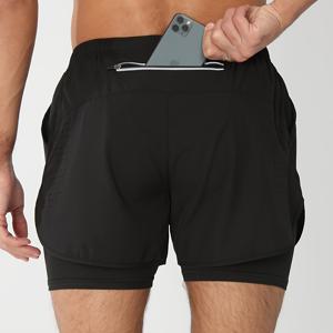 TEMU 2025년 신상 남성용 런닝 반바지, 속건성 블랙 이중 레이어 반바지 (피트니스 및 트레이닝용), 4인치 운동 반바지|남자반바지|남성반바지