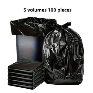 TEMU 5롤 100장 내구성 강한 블랙 토트 베스트 쓰레기봉투 - 누수 방지, 폴리에틸렌 소재로 제작된 가정용, 사무실, 주방, 욕실 및 야외 사용 가능, 다목적 청소 솔루션, 편리한 롤업 디자인 | 스타일리시한 블랙 봉투|음식물쓰레기통
