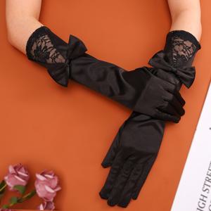 TEMU 2개/1쌍 블랙 웨딩 브라이즈메이드 신부 장갑 레이스 새틴 메쉬 오페라 패션 파티 웨딩 드레스 나이트클럽 매니저 장갑