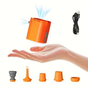 TEMU 컴팩트 휴대용 에어 펌프, LED 라이트 내장, 1600mAh 배터리, Type-C 충전 포트, 빠른 공기 주입 및 배출, 수영 플로트, 에어 매트리스, 수영 링, 진공 보관 백에 적합