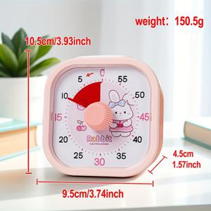 TEMU 【조용한 타이머】창의적인 디자인 카툰 토끼 타이머, 원터치로 벨소리 끄기, 간편하고 편리함, 학생, 피트니스, 요리, 사무실, 야외 캠핑에 적합한 필수 카운트다운 타이머. AA 배터리 2개 사용