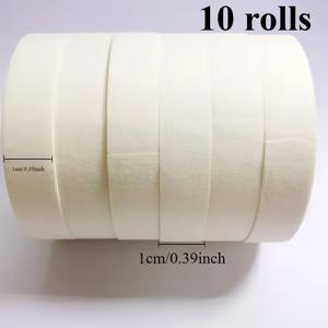 TEMU 흰색 접착 테이프 10개, 폭 0.39인치, 쓰기 및 드로잉에 적합, 제거 용이, 잔여물 없음, 린넨 종이 재질, 스케치, 수채화 그림 및 마스킹 테이프 적용에 이상적