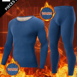 TEMU 2pcs 남성 패션 가을/겨울 세트, 따뜻한 기모 안감 긴팔 셔츠 및 바지, 단색, 레귤러 핏, 크루넥, 약간의 스트레치 원단, 가을/겨울용, 남성 의류|캐주얼 스타일|기모 안감 셔츠|냉장고바지|남자셔츠|남자옷