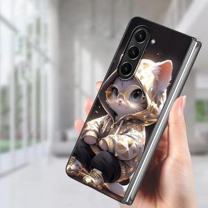 TEMU 폰케이스: 갤럭시 Z 폴드7 Z 폴드3 Z 폴드7 6 5 4 3 Z 폴드6 Z 폴드5 Z 폴드4 호환 AI 고양이 케이스 백커버