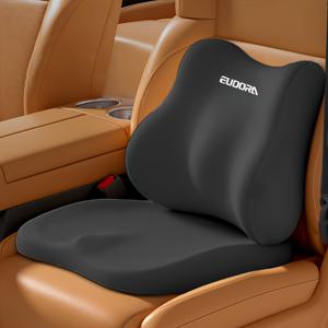 TEMU 2개입 차량용 부스터 시트 쿠션 + 허리 지지 세트, 부드러운 메모리폼으로 부드러운 지지력, 인체공학적 디자인, 자동차, SUV 및 트럭에 범용, 운전 시야 및 편안함 향상, 탈착식 커버, 휴대용, 사계절 사용, 손세탁 가능