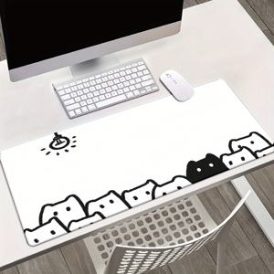 TEMU XXL 귀여운 고양이 데스크 매트 - 대형 HD 고양이 패턴 확장 마우스 패드 | 비독성 고무 베이스, 미끄럼 방지 PC 게이머 & 오피스용 | 데스크탑 장식, 가족 & 친구를 위한 이상적인 선물|컴퓨터책상