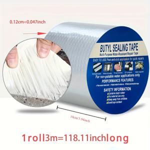 TEMU 1롤 강력 방수 테이프 - 강력한 접착 누수 수리 테이프, 고온 저항성(최대 250°C/482°F), 지붕, 파이프, 자동차, 배관, 하드 플로어용 - 산업용 실란트 테이프, 콘크리트, 샤워 실란트용 방수 테이프