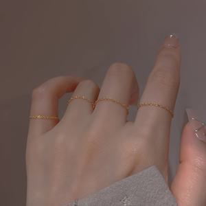 TEMU 4개 일본/한국 스타일 스테인리스 스틸 소프트 초극세계 싱가포르 체인 스태킹 반지 세트 여성용