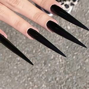 TEMU 24개입 롱 스틸레토 프레스온 네일 - 여성용 풀커버 재사용 가능한 매트 팁형 인조네일, 파티 웨딩 데일리웨어 DIY