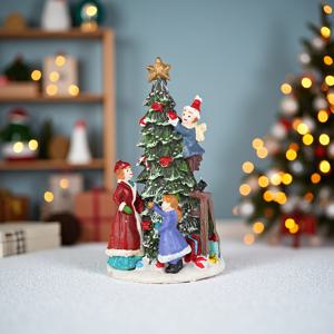 TEMU 1개 축제 가족 크리스마스 트리 장식 - 산타, 천사 & 어린이 피규어가 있는 레진 오너먼트, 집 & 사무실 장식에 이상적, 크리스마스 & 새해 축하에 완벽, 크리스마스 장식